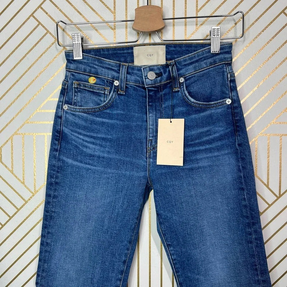 CQY Friend Los Angeles High-Rise Straight Leg Jeans Blue Size 24 - Picture 5 of 12